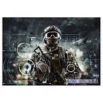 Скетчбук, бежевая бумага 100г/м2, 165*165мм, 40л, спираль сверху, 7БЦ, без линовки, обложка - глянцевый ламинированный картон, " Миленд " Солдат