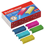 Скобы №10 " Erich Krause " цветная сталь ассорти, до 20л, 1000шт