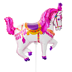 Шар фольгированный фигурный 15"/38см Лошадь цирковая розовая, крепится с помощью розетки на палочку (в комплект не входят)