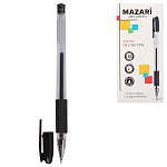 Ручка гелевая " Mazari " Cielo черная 0,5мм, пулевидный пишущий узел, полупрозрачный пластиковый корпус, резиновый держатель, картонная упаковка