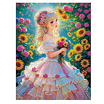 Картина алмазная " Mazari " 20*30см Девочка, состав набора: деревянный подрамник, холст, частичная выкладка, стразы, стилус, желеобразный клей, лоток, в термоусадочной пленке