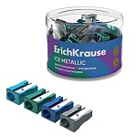 Точилка " Erich Krause " Easy Sharp, Ice Metallic, ассорти, пластиковая, 1 отверстие, в тубусе