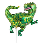 Шар фольгированный фигурный 14"/36см Тиранозавр, крепится с помощью розетки на палочку (в комплект не входят)