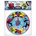 Игра развивающая " Русский стиль " Часы Дисней. Человек-паук, состав: двухсторонние поле со стрелками, диаметр 29,5см, картон, пакет, европодвес