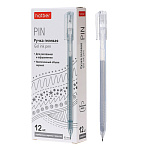 Ручка гелевая " Hatber " Pin серебряная 0,5мм, толщина письма 0,25мм, трехгранная, рельефный держатель, прозрачный, пластиковый корпус, картонная упаковка