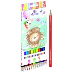 Карандаши цветные деревянные Zoo 12цв " Attomex " шестигранные, картонная упаковка, европодвес