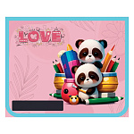 Папка " Пчелка " МАЛЫЙ ФОРМАТ А5-29 (230*190*50мм) молния сверху Панды с карандашами, печать на пластике