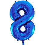 Шар фольгированный 40"/102см Цифра-8 синий