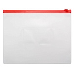 Папка на молнии " KWELT " МАЛЫЙ ФОРМАТ А5 Zip Красная, пластиковая 0,15мм, карман для визитки, однотонная