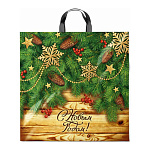 Пакет Новогодний ПЭ " Интерпак " с петлевой ручкой ПВД, 44*44см 70мкм Праздник у дверей