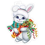 Плакат фигурный " Мир открыток " 0-35 А3 Новогодний- Белый зайка