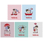 Тетрадь А5 48л клетка " ПЗБМ " Это любовь, офсет, на скобе, обложка - мелованный картон, УФ-лак, конгрев, скругленные углы, 5 дизайнов в спайке