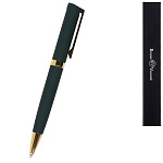 Ручка подарочная шариковая автоматическая " Bruno Visconti " Milano синяя 1,0мм, толщина письма 0,7мм, поворотный механизм, корпус- нержавеющая сталь, покрытие soft touch, цвет корпуса зеленый, металлический наконечник, металлический клип, картонная упако