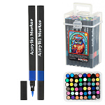 Набор маркеров акриловых " Basir " Сова 48цв, 1-5мм, наконечник-кисть, в пластиковом боксе