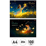 Альбом А4 20л " Проф-Пресс " Девочки и волшебные бабочки, на скобе, обложка- мелованная бумага, блок- офсет 100г/м2, 2 дизайна в спайке