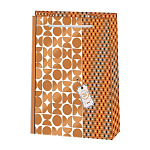 Пакет бумажный " Мир открыток " 13,5*18*6см Золотой узор, ламинированный