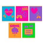 Тетрадь А5 48л клетка " Эксмо " Game, офсет, на скобе, обложка - мелованный картон, выборочный УФ-лак, скругленные углы, 5 дизайнов в спайке