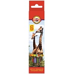 Карандаши цветные деревянные Животные 06цв " Koh-i-Noor " шестигранные, картонная упаковка, европодвес