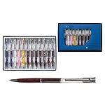 Ручка шариковая " Basir " Elegant синяя 0,7мм металлическая, поворотный механизм, комбинированный корпус-нижняя часть корпуса цветная /ассорти/, прозрачная часть корпуса со стразами