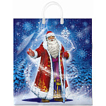 Пакет Новогодний ПЭ " Интерпак " с пластиковой ручкой ПВД, 40*44см 100мкм Владыка морозов