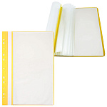 Папка-скоросшиватель с перфорацией " Бюрократ " 10 файлов, желтая, 120/160мкм
