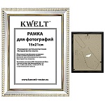 Фоторамка " KWELT " пластиковая 15*21см серия 9 белая, стекло, ширина багета - 16мм, золото