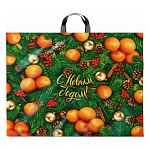 Пакет Новогодний ПЭ " Интерпак " с петлевой ручкой ПВД, 60*50см 70мкм Оранжевое настроение