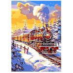 Картина по номерам " Lori " 20*28,5см Поезд в пути, состав набора: основа с контуром, краски, вспомогательный лист, кисть, акриловый лак, инструкция, картонная упаковка, европодвес