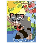 Картина по номерам " Lori " 20*28,5см Счастливый енотик, состав набора: основа на картоне с контуром, краски, кисть, палитра, инструкция, картонная упаковка, европодвес