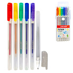 Набор гелевых ручек " deVente " Hit Glitter 6цв, 0,1мм, с блестками, матовый прозрачный корпус, сменный стержень, ПВХ, европодвес