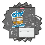 Тетрадь А5 18л клетка " Erich Krause " City Transport, офсет, на скобе, обложка - мелованный картон, скругленные углы, 5 дизайнов в спайке