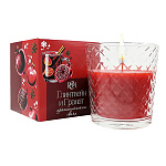 Свеча ароматизированная в стакане Новогодняя " РСМ " Глинтвейн и гранат, 77*83мм, время горения 30часов, глянцевая картонная коробка