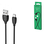 Кабель сетевой USB - micro USB " Borofone " BX19 Benefit чёрный, круглый, 1м, 2.4А, силикон