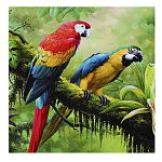 Картина алмазная " Mazari " 30*30см Попугай, состав набора: холст без подрамника, стразы, стилус, желеобразный клей, лоток, полная выкладка, картонная упаковка