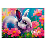 Альбом А4 20л спираль " Эксмо " Зайка, обложка - мелованный картон, выборочный УФ-лак, блестки, блок- офсет 110г/м2