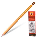 Карандаш ч/гр " Koh-i-Noor " Hardtmuth 6H шестигранный, деревянный, цвет корпуса - желтый, заточенный, картонная упаковка