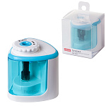 Точилка электрическая " Hatber " EPS-9005, 1 отверстие, питание от батареек АА, батарейки в комплект не входят, пластиковая упаковка с европодвесом, 65*62*60мм