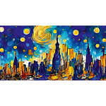 Конверт для денег " Миленд " 1-04 Без названия- Ночной город, акварель, 164*85мм, УФ-лак