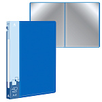 Папка 40файлов " Бюрократ " А4 синий, пластик 0,65мм, торцевой карман с бумажной вставкой