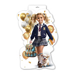 Плакат фигурный " Праздник " 933 А3 Девочка с портфелем, глянцевый УФ-лак