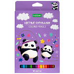 Карандаши цветные деревянные ECO Плюшевые панды 18цв " Hatber " шестигранные, картонная упаковка, европодвес