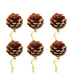 Ёлочное украшение " KWELT " Шишки натуральные, золотистые, 4*4см 6шт, пакет, европодвес