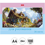 Альбом А4 24л " Hatber " Живописные домики (ассорти), скоба, обложка - мелованный картон, ламинация soft-touch, блок-офсет- 100г/м2, 5 дизайнов в спайке