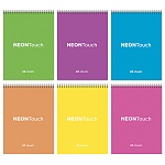 Блокнот МАЛЫЙ ФОРМАТ А7 спираль сверху 40л " ПЗБМ " Неонтач-микс, клетка, обложка - матовый ламинированный картон, покрытие софт-тач, выборочный УФ-лак, белый офсет, 6 дизайнов