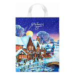 Пакет Новогодний ПЭ " Интерпак " с петлевой ручкой ПВД, 28*35см 55мкм Зимушка