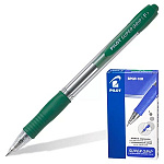 Ручка шариковая автоматическая " Pilot " зеленая 0,7мм резиновый держатель, чернила на масляной основе, прозрачный корпус, картонная упаковка