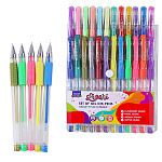 Набор гелевых ручек " Mazari " Lipari 24цв 0,8мм, ароматизированные чернила, резиновый держатель, металлический наконечник, прозрачный корпус, ПВХ, европодвес