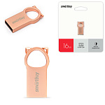 Флеш-диск " SmartBuy " 16GB MC5 серебро/kitty розовый USB 2.0, металл, пластик