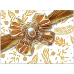 Конверт для подарочного сертификата " Праздник " 170 Новогодний- Золотой бант, 100*74мм, глянцевый УФ-лак, без текста