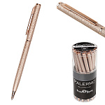 Ручка шариковая автоматическая " Bruno Visconti " Palermo синяя 0,7мм, толщина письма 0,5мм, поворотный механизм, корпус- нержавеющая сталь, цвет корпуса винтаж розовое золото, металлический наконечник, металлический клип, пластиковый бокс